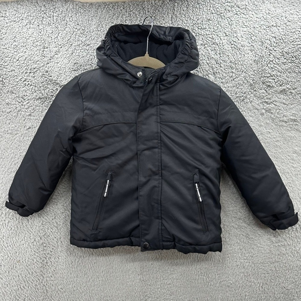 Cat & Jack Kids 5T Black Hooded Puffer Jacket Inner Fleece Jacket Winter Coat